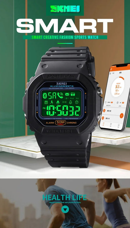 SKMEI 1629 Bluetooth Sport Digital Watch – Pedometer, Calorie Tracker for iPhone, Huawei, Xiaomi