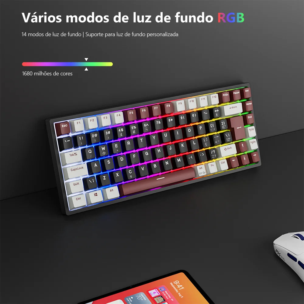 RK Royal Kludge RK84 Wireless Mechanical Keyboard – 84 Key, Hot-Swap, BT5.0/2.4G/USB-C, RGB