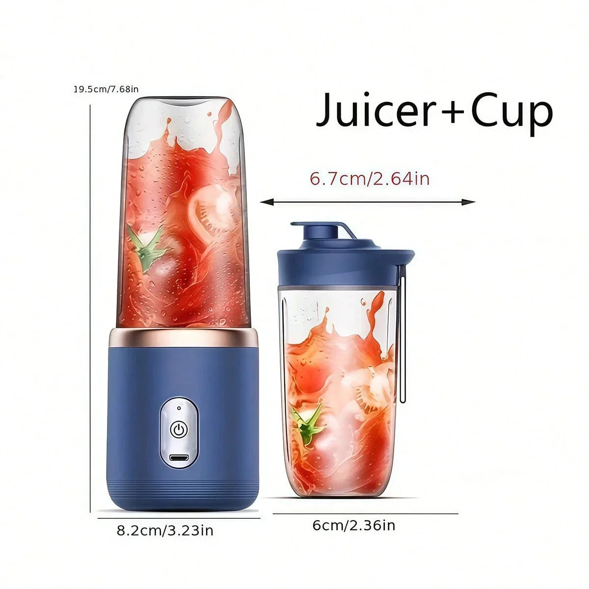 Portable Dual Cup Juicer Blender – USB Rechargeable Mini Smoothie Maker with Travel Lid