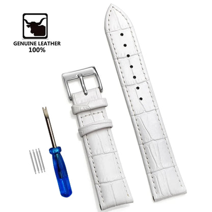 Premium Genuine Leather Watch Strap | 12–24mm, 9 Colors + Tool