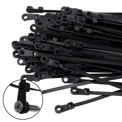 Self-Locking Nylon Cable Ties with Screw Hole Mount 100–200pcs