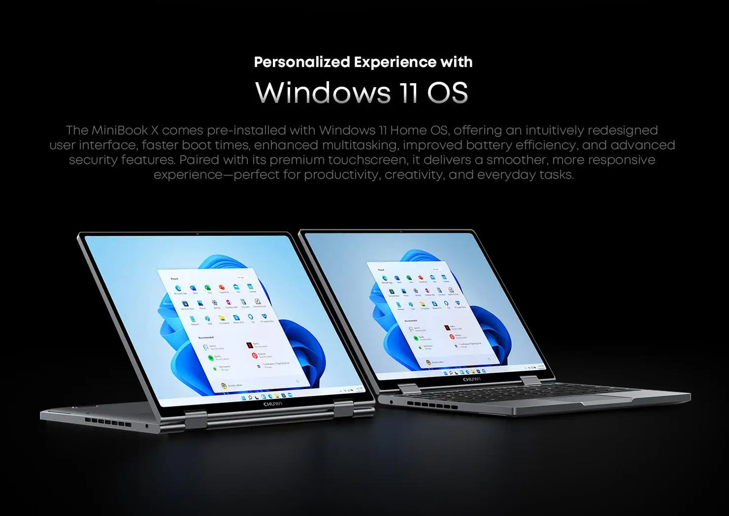 CHUWI MiniBook X 2-in-1 Touch Laptop – 10.51" 2K IPS, Intel N150, 16GB RAM, 512GB, Windows 11 (US)