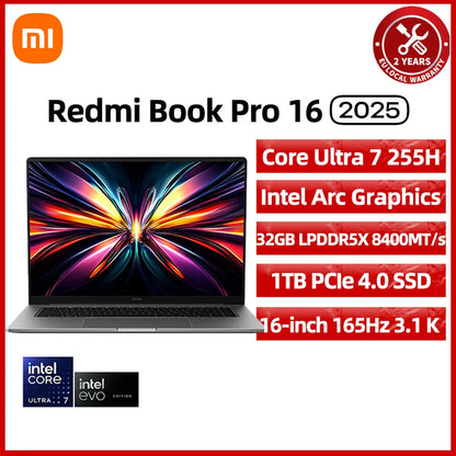 Xiaomi Redmi Book Pro 16 — Intel Ultra 7/Ultra 5, Arc Graphics, 32GB LPDDR5X, 1TB SSD, 3.1K 165Hz