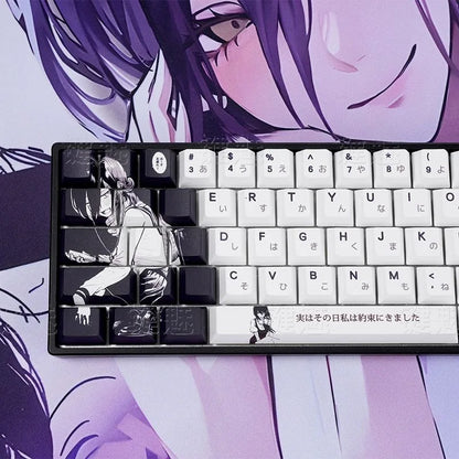 Chainsaw Man Anime Keycaps – PBT Dye-Sub, Cherry Profile, 74–140 Keys, for Mechanical Keyboard
