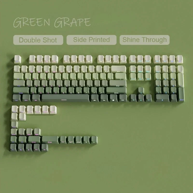 Cherry Profile PBT Keycaps 133+ Keys – White Side-Printed Shine-Through for MX Switches