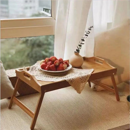 Wood Laptop Bed Tray Table | Adjustable Riser | Portable Lap Desk Stand | Cooling Holder for Bed & Sofa