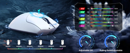 Attack Shark R1 Wireless Gaming Mouse – 18K DPI, 55g, Tri-Mode (2.4G/BT5.2/Wired), 20M Clicks