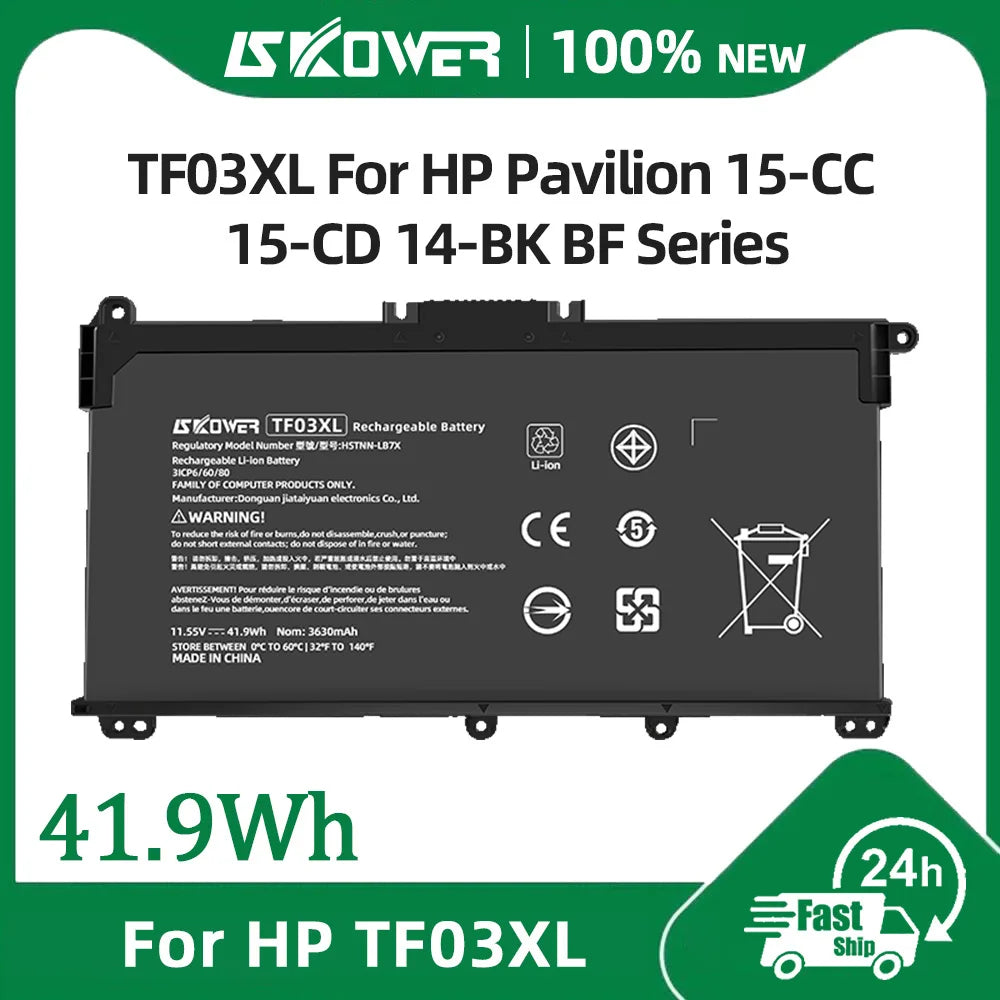 SKOWER TF03XL Laptop Battery — For HP Pavilion 14/15/17 Series (HT03XL Compatible)