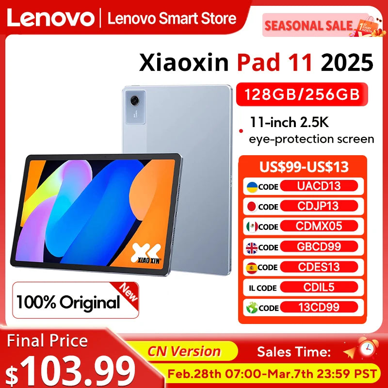 Lenovo Xiaoxin Pad 11 2025 – 11" 2.5K, Dimensity 6300, 7040mAh, WiFi, Android 15