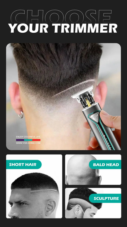 VGR T9 Hair Clipper V-009 – Professional Rechargeable Cordless Beard Trimmer & Haircut Machine for Men