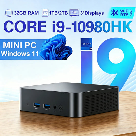 Mini PC Windows 11 Pro — Intel Core i9 10980HK, 32GB RAM, 1TB/2TB SSD, 4K, WiFi6