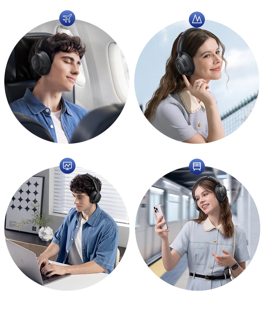 Baseus EH10 NC ANC Wireless Headphones – 45dB Hybrid Noise Cancelling, LDAC, Bluetooth 6.0, 80Hrs