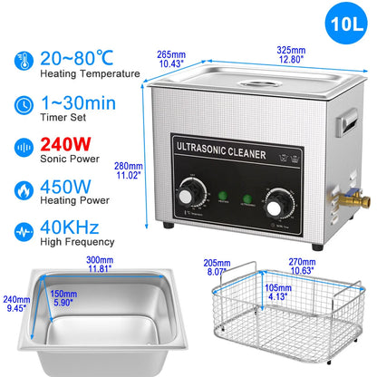 Ultrasonic Cleaner 1.3L–30L | 40KHz 220V EU Plug | Professional Ultrasound Bath