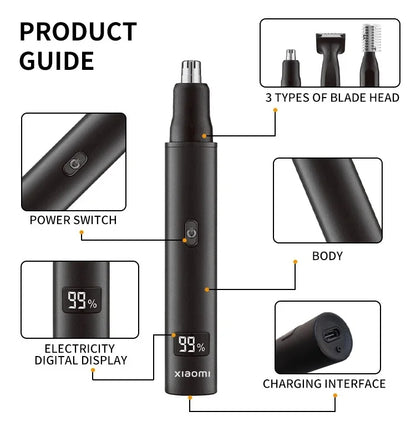 Xiaomi 3-in-1 Electric Nose & Ear Hair Trimmer – Painless, USB Rechargeable