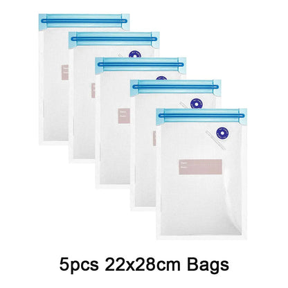 Sous Vide Vacuum Sealer Bags & Manual Pump – Reusable Food Saver Bags for Kitchen Food Storage
