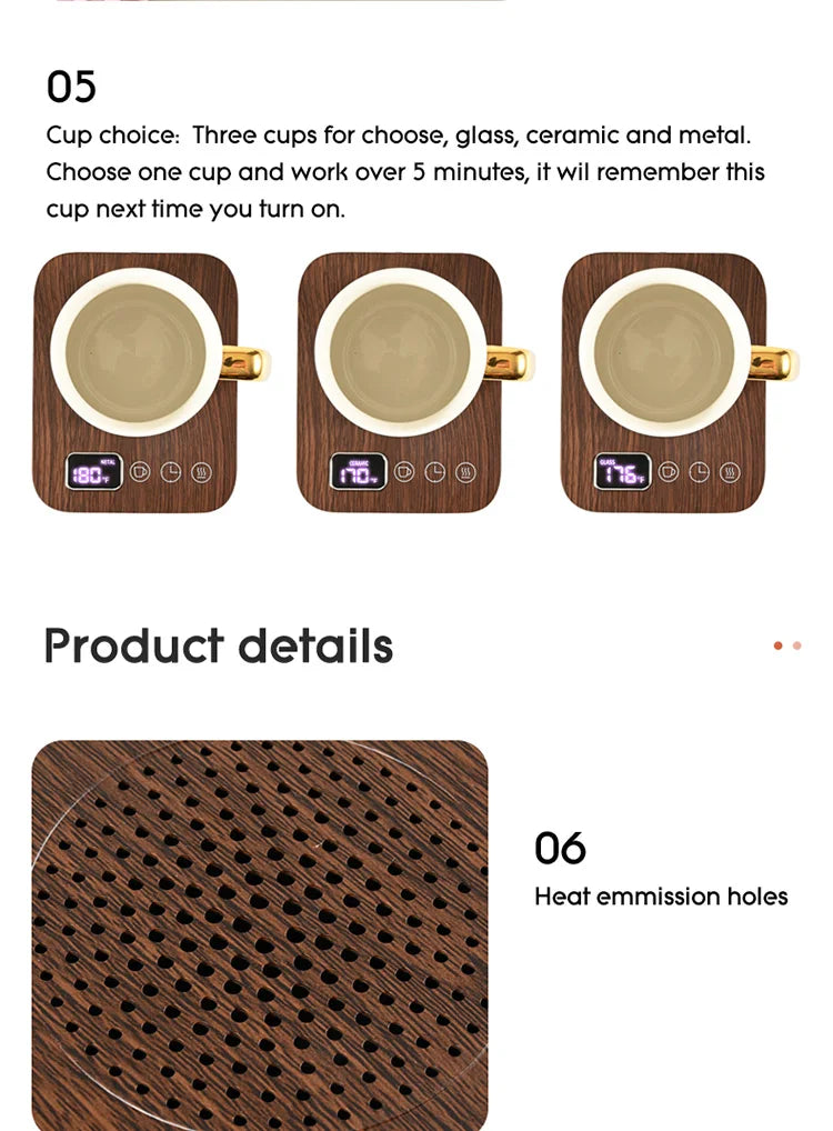Coffee Mug Warmer – 3 Temperature Settings, Auto Shut-Off, Electric Beverage Heating Plate | Desk & Office