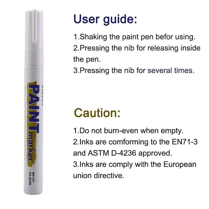 White Tyre Paint Pen Set | Waterproof Oil-Based Quick Dry Permanent Marker for Car Tyres (3pcs)