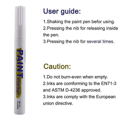 White Tyre Paint Pen Set | Waterproof Oil-Based Quick Dry Permanent Marker for Car Tyres (3pcs)