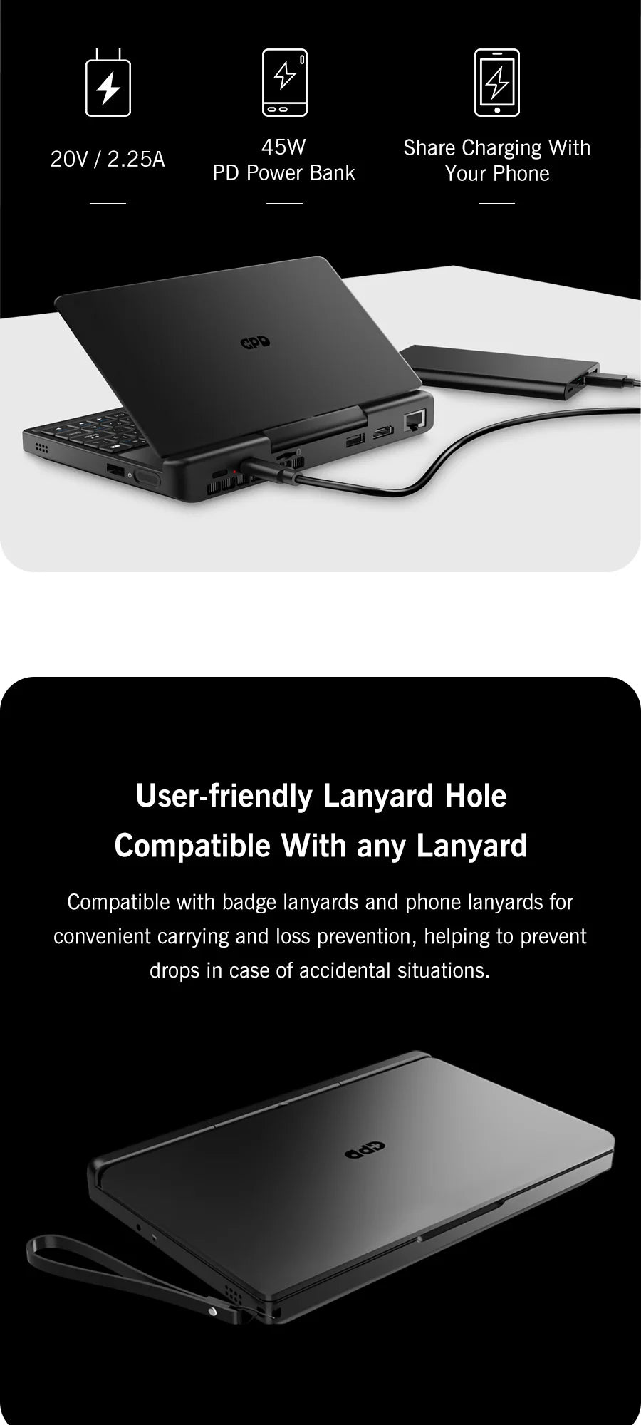 GPD MicroPC 2 – 7" Mini Laptop, Intel i3-N300, 16GB DDR5, 512GB SSD, Touch Screen, Windows 11