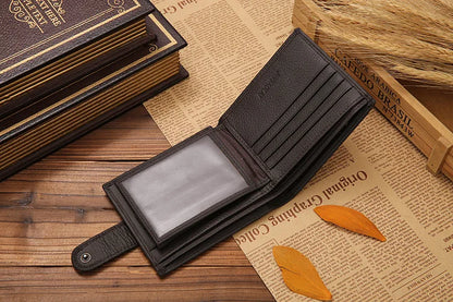 Genuine Cowhide Leather Men's Wallet – Short Bifold