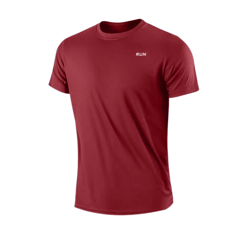 Men's quick dry sport T-shirt by R.E.D. Shopping, moisture-wicking gym and running top in black with breathable fabric