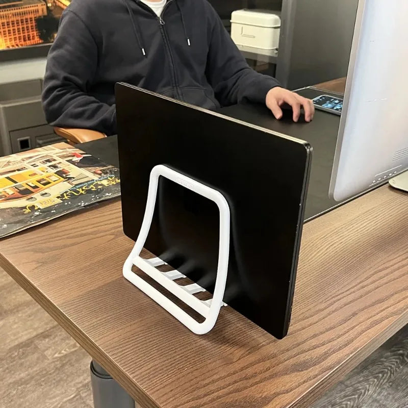 Vertical Laptop & iPad Stand – Gravity-Based, Multi-Device Desktop Holder, ABS Plastic
