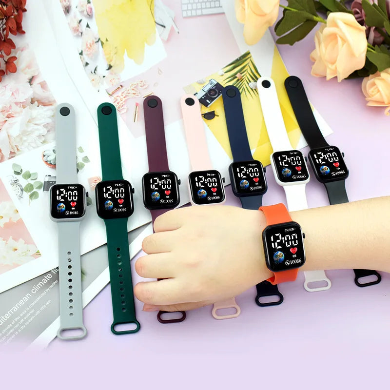 YIKAZE Kids LED Digital Watch – Silicone Strap, Cartoon Sport Wristwatch for Boys & Girls