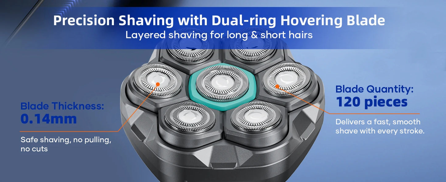 Kensen S32 7D Electric Head Shaver for Men – 8100/8500RPM, IPX6, USB-C, Magnetic Head, 120min