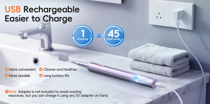 Electric Toothbrush & Water Flosser Combo – 3 Pressure Modes, 6 Jet Tips, 4 Brush Heads, 300ml Tank