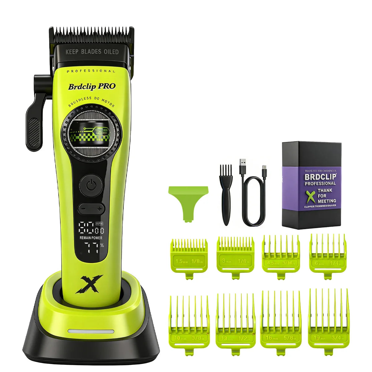 BRDCLIP 898C Professional Hair Clipper – 8000 RPM, DLC Blade, 160min Runtime, Barber & Home Use