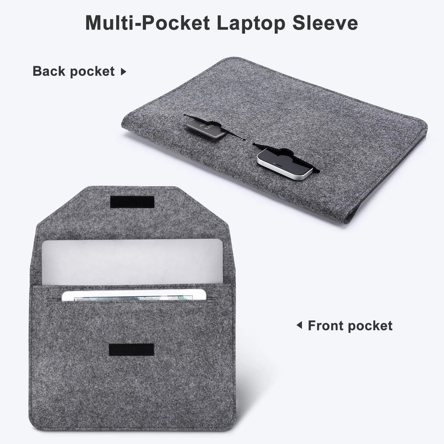 Wool Felt Laptop Sleeve Bag – 11" to 15.6" Shockproof Notebook Pouch | MacBook, Lenovo, Samsung, Huawei