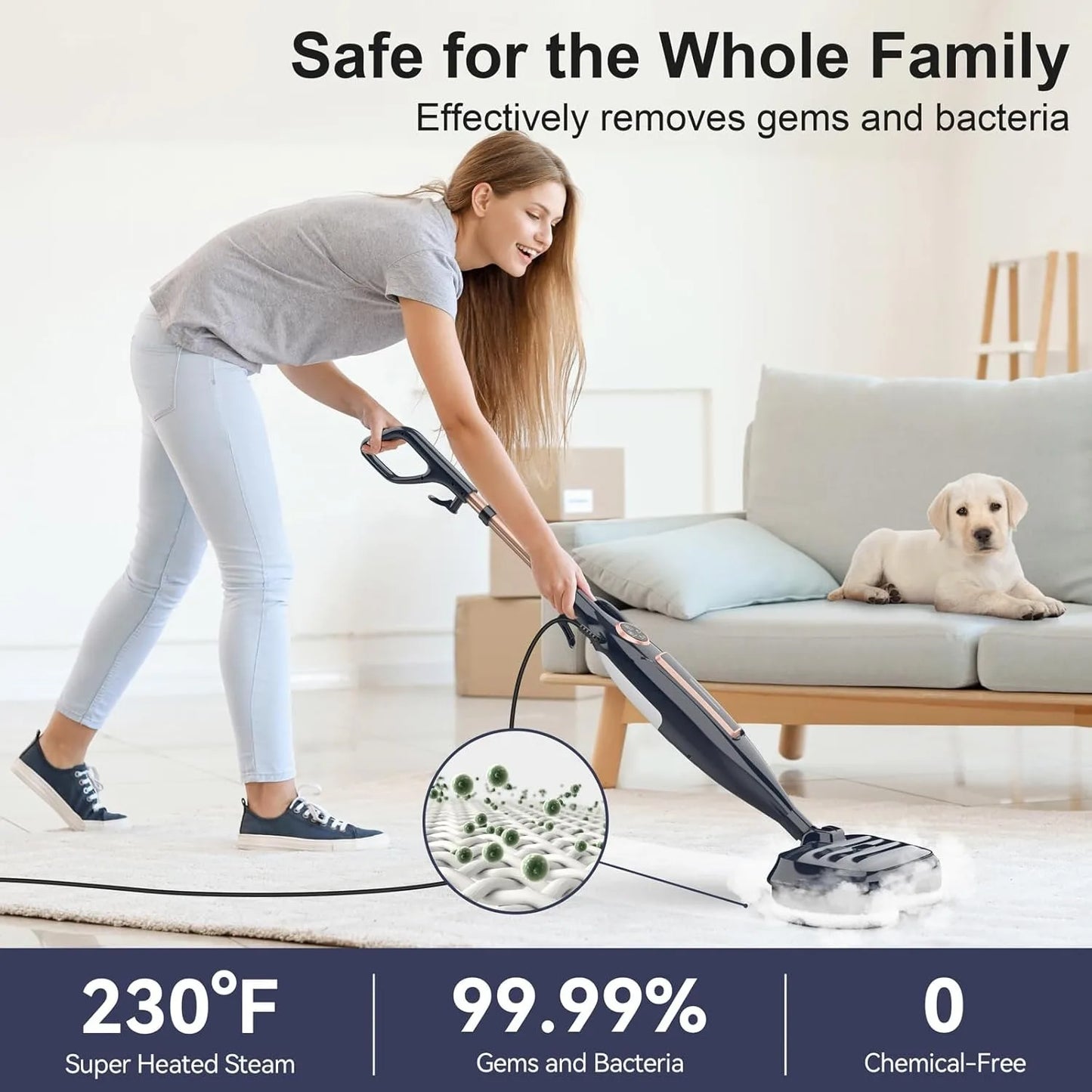Steam Mop Cleaner 10-in-1 – Rotating Pad, 1300W, Hardwood & Laminate Floor