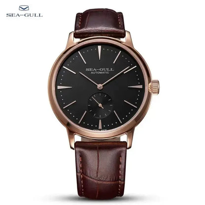 Seagull Men's Business Mechanical Watch – 50M Waterproof, Leather Strap, Valentine Gift