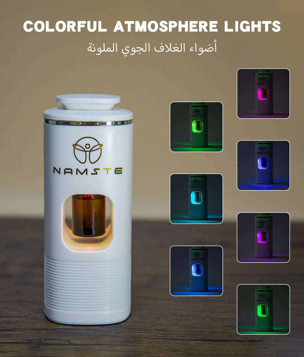 Namste Car Air Freshener 10ML – USB Rechargeable with 7-Color LED