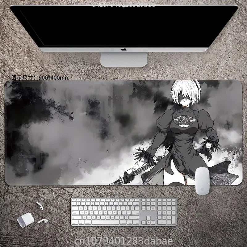 NieR Automata ARPG Leather Mouse Pad – Waterproof PU Leather, Keyboard Table Mat, E-Sports Gaming