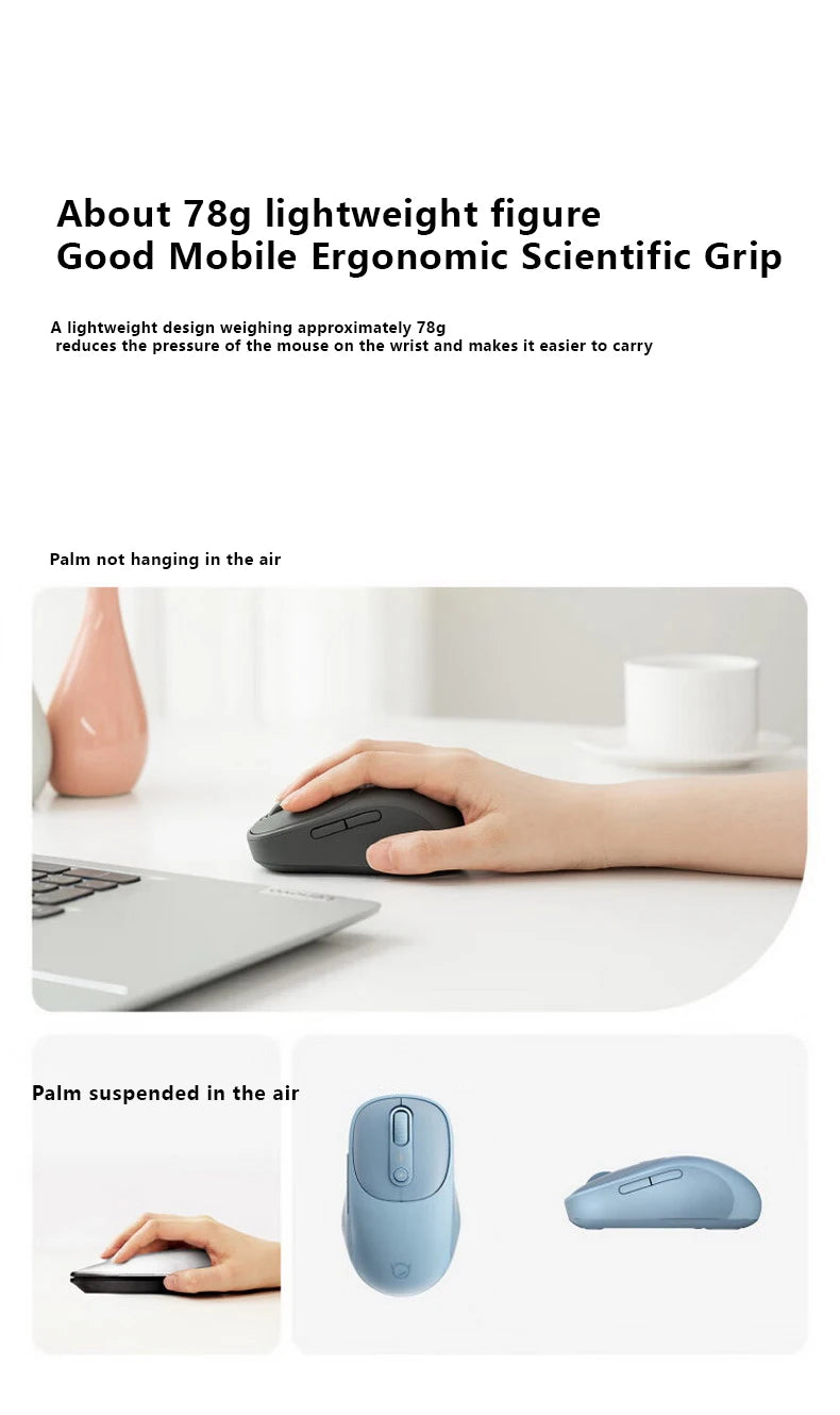 Lenovo Xiaoxin Plus Bluetooth Dual-Mode Silent Wireless Mouse – Rechargeable, 1600 DPI