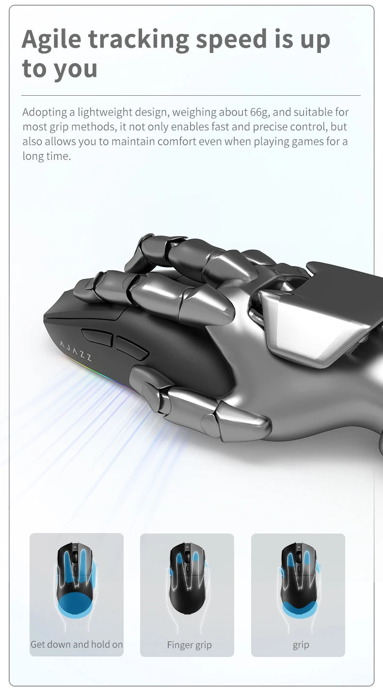 AJAZZ AJ139 V2 MC Wireless Gamer Mouse with Dock PAW3311 Gaming Sensor 12000DPI Max Tri-mode Connect Mice for Laptop PC