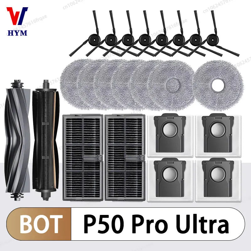 MOVA P50 Pro Ultra / P50 Ultra Robot Vacuum Replacement Parts | Brush, Mop, HEPA Filter, Dust Bag