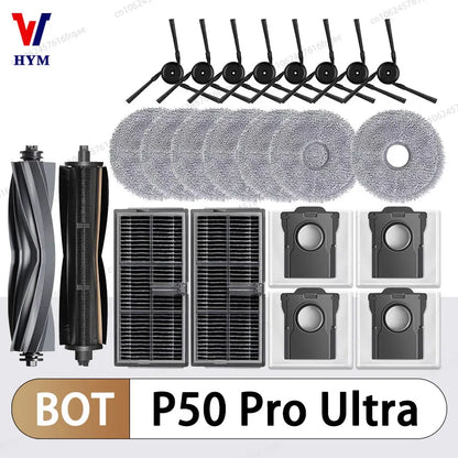 MOVA P50 Pro Ultra / P50 Ultra Robot Vacuum Replacement Parts | Brush, Mop, HEPA Filter, Dust Bag