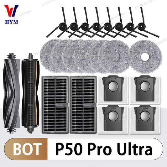 MOVA P50 Pro Ultra / P50 Ultra Robot Vacuum Replacement Parts | Brush, Mop, HEPA Filter, Dust Bag