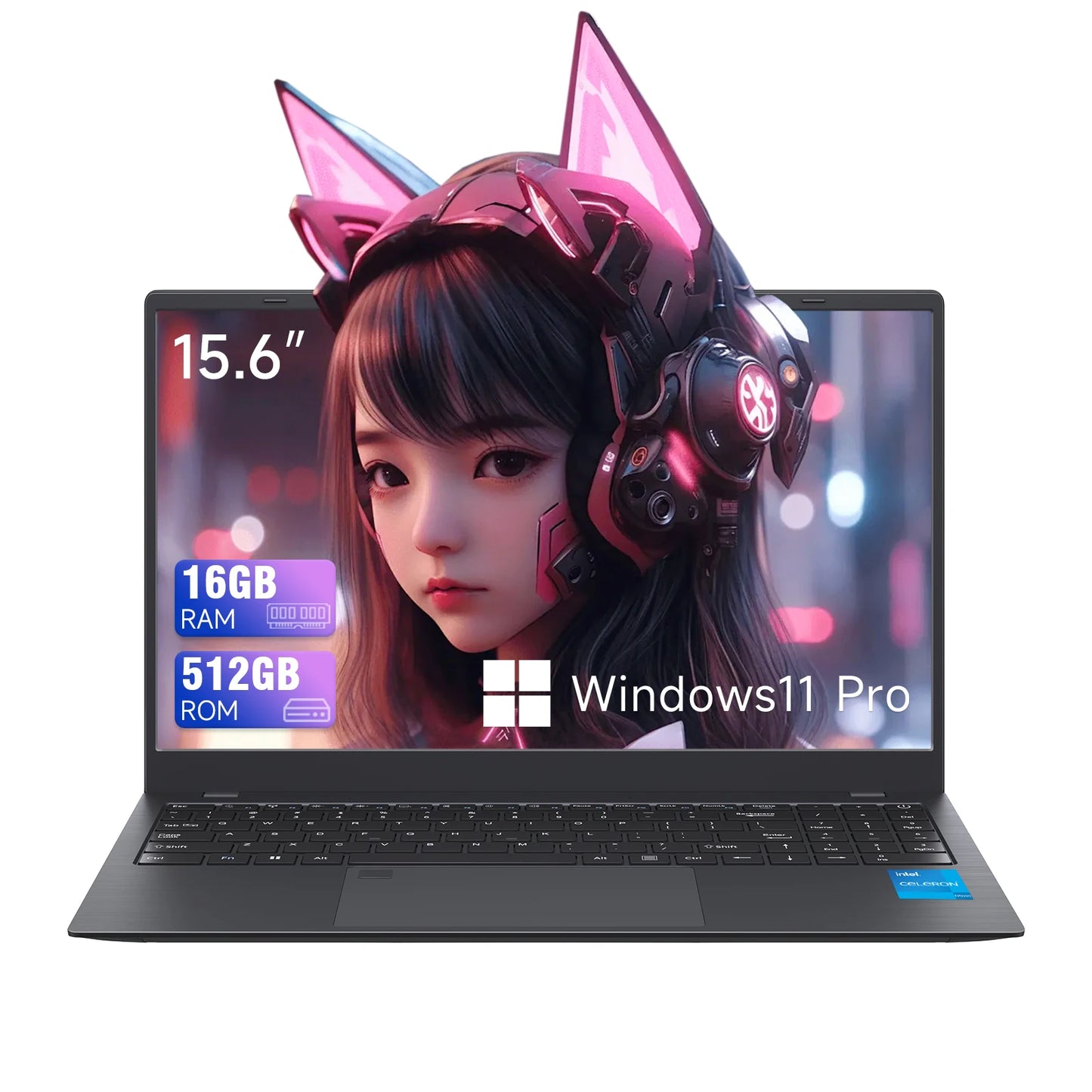 TH 15.6" Business Laptop – Intel Celeron N5095, 16GB DDR4, 512GB SSD, Fingerprint, Windows 11