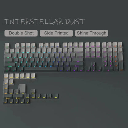 Cherry Profile PBT Keycaps 133+ Keys – White Side-Printed Shine-Through for MX Switches