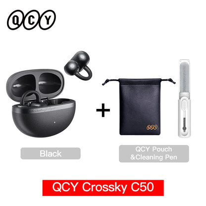 QCY Crossky C50 Open-Ear Clip-On Wireless Earbuds – Bluetooth 6.0, 4 AI Mics, Bass Boost, 60Hrs
