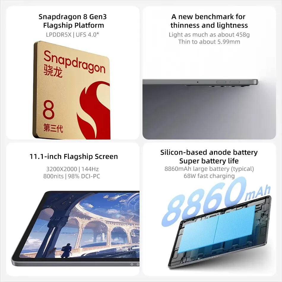 Lenovo Xiaoxin Pad Pro GT 2025 – 11.1" 3.2K 144Hz, Snapdragon 8 Gen3, 68W, 8860mAh