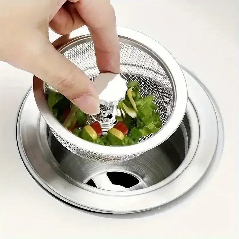 Stainless Steel Kitchen Sink Strainer with Handle & Stopper – 2-Pack