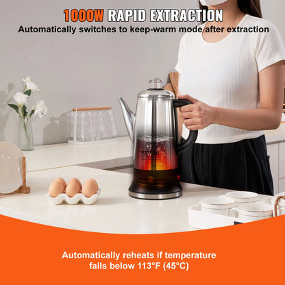 SucceBuy 12-Cup Electric Coffee Percolator – 304 Stainless Steel, Keep Warm, 1.8L