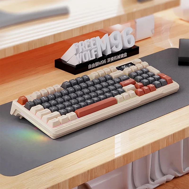 Free Wolf M96 Wireless Bluetooth Keyboard – 94 Key, Multimedia Knob, RGB, Battery Display