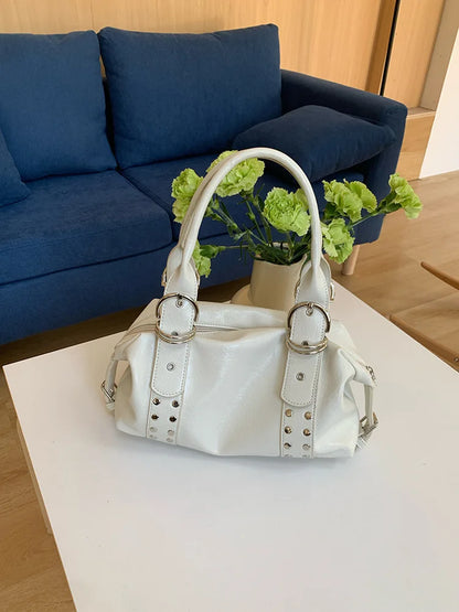 NIGEDU Rivet PU Leather Shoulder Bag