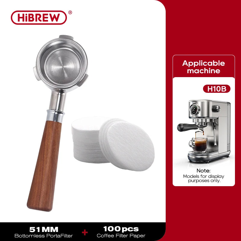 HiBREW Bottomless Portafilter 51mm / 58mm | Filter Basket | H10A / H10B / H7A / H10 Plus / H11 / H13 Compatible