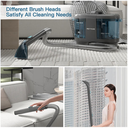 PrettyCare PC808 Cordless Carpet & Spot Vacuum Cleaner – 1.4m Hose, Wet Sprayer for Sofa & Car